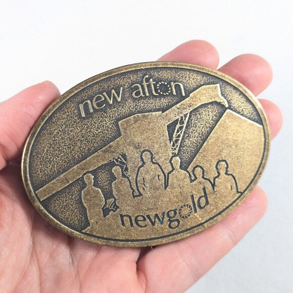 New Afton New Gold belt buckle, Brass gold mining industry Kamloops BC - Picture 3 of 7